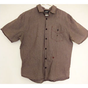 Vans Men's Short Sleeve Button Down Checkered Shirt Red White Black Size XL